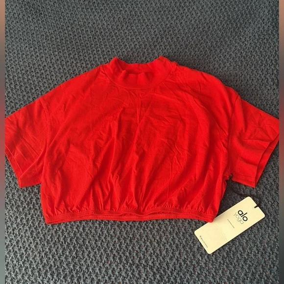 ALO Yoga | Tops | Alo Kick It Crop Tee Cherry | Poshmark